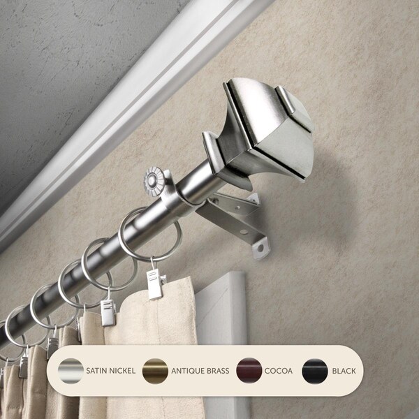 Central Design 0.8125 in. Vicky Curtain Rod with 28 to 48 in. Extension, Satin Nickel 4882-285 - main